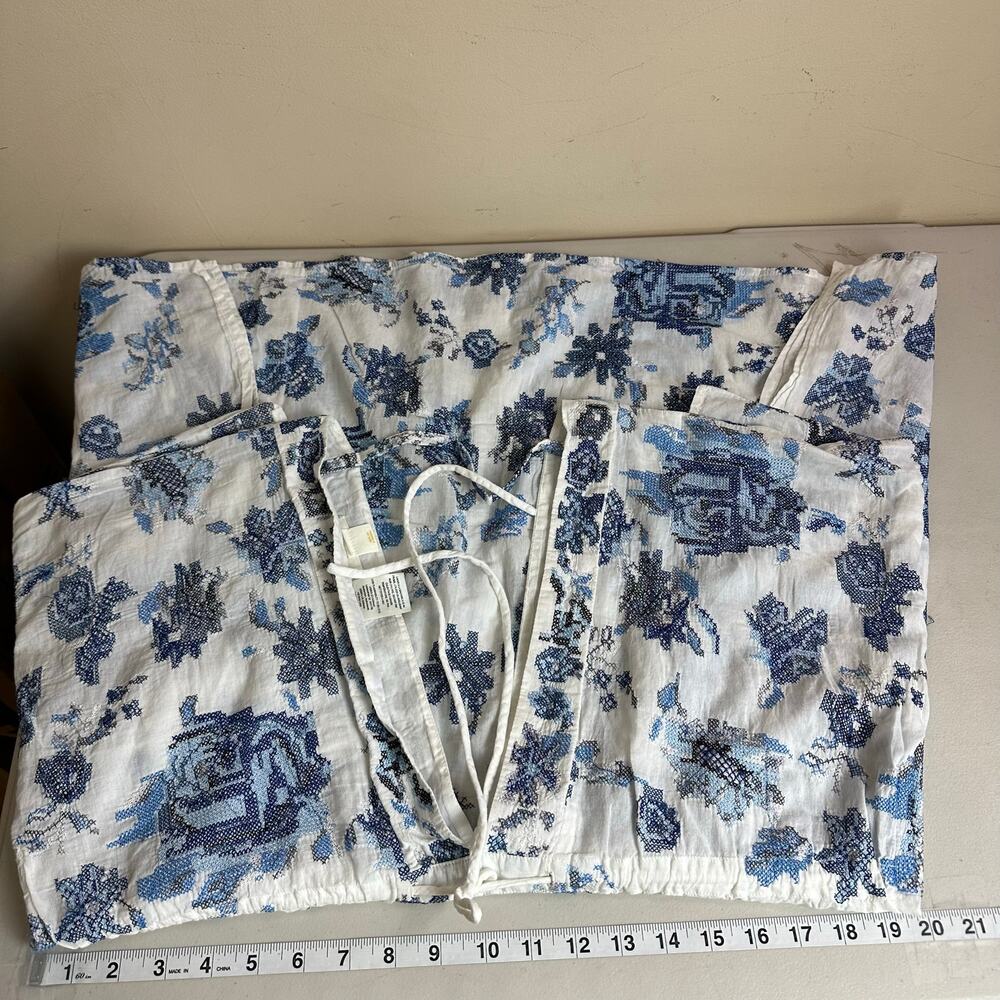 Maeve Anthropologie Blue Floral Kaftan Top One Size Boho Beach Cover Up Resort - Picture 8 of 10
